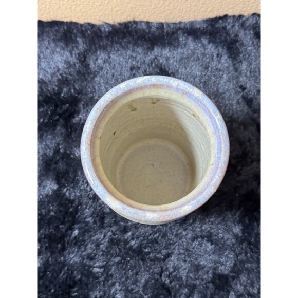 Vintage Handcrafted Ceramic Vase With Drip Glaze Design Signed Bottom Stands 7" - Picture 3 of 7